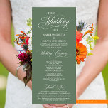 Classic Elegance Script, Wedding Ceremony Programme<br><div class="desc">Elegant Classy Black script,  Wedding Ceremony Program in 4x9 inches (long) card.
 It is designed with scroll accent that can be personalised with custom/ personalised text for your bridal party,  ceremony details,  memorial notes and thank you message.</div>