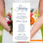 Classic Elegance Script, Wedding Ceremony Programme<br><div class="desc">Elegant Classy Black script,  Wedding Ceremony Program in 4x9 inches (long) card.
 It is designed with scroll accent that can be personalised with custom/ personalised text for your bridal party,  ceremony details,  memorial notes and thank you message.</div>