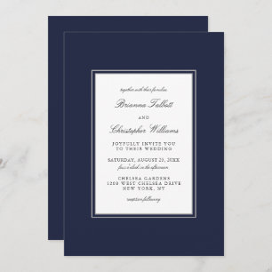 Classic Elegance Simple Navy Blue Wedding Invitation