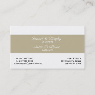 Classic Elegance Tan & White Business Card