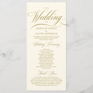 Classic Elegance Vintage Gold, Wedding Ceremony Pr Programme