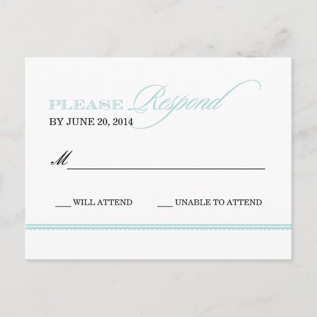 Classic Elegance Wedding Reply Postcard (Front)