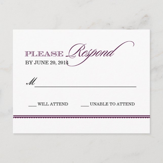 Classic Elegance Wedding Reply Postcard (Front)