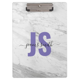 Classic Elegance White Marble Sophisticated Touch Clipboard