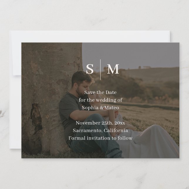 Classic Elegant 2 Photo Wedding Save The Date (Front)