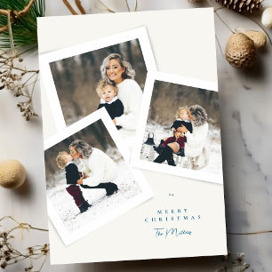 classic elegant 4 photo collage merry christmas holiday card