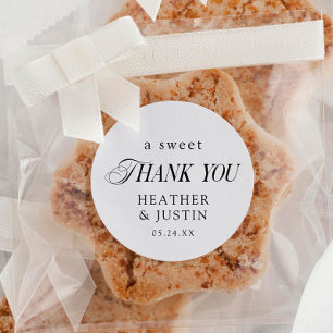 Classic Elegant A Sweet Thank You Wedding Favour Classic Round Sticker