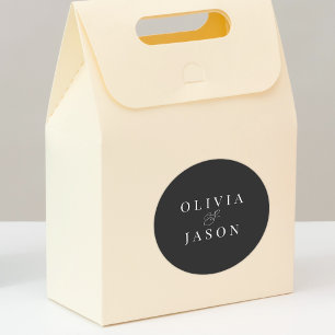 Classic Elegant Ampersand Black and White Wedding Round Sticker