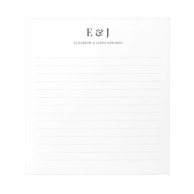 Classic Elegant Ampersand Couple Initial Notepad (Front)