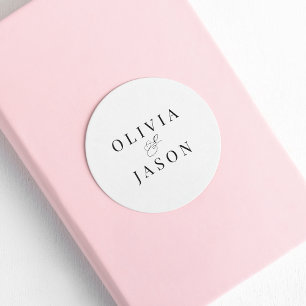 Classic Elegant Ampersand White Wedding Classic Round Sticker