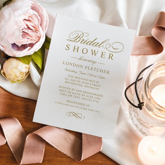 Classic Elegant Antique Gold Wedding Bridal Shower Invitation (Creator Uploaded)