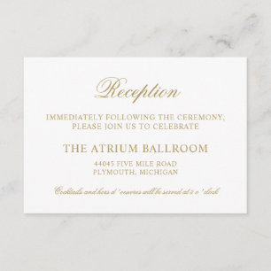 Classic Elegant Antique Gold Wedding Reception Enclosure Card