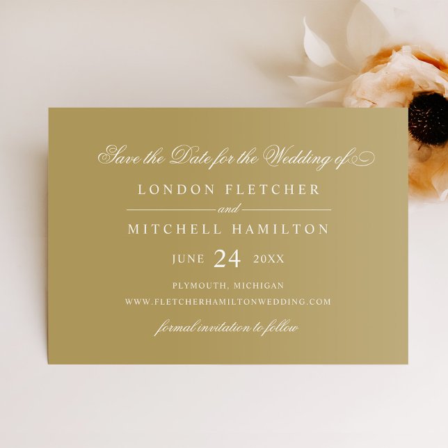 Classic Elegant Antique Gold Wedding Save The Date (Creator Uploaded)