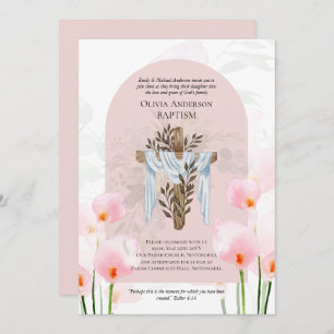 Classic Elegant BAPTISM Invite Pink Calla Lilys