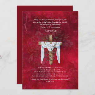 Classic Elegant BAPTISM Invite Ruby Red