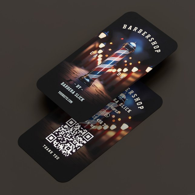 Classic Elegant Barbershop Pole Barber Stylist Business Card (Classic Elegant Barbershop Pole Barber Stylist Business Card
)