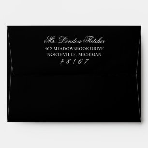 Classic Elegant Black and White Wedding Envelope