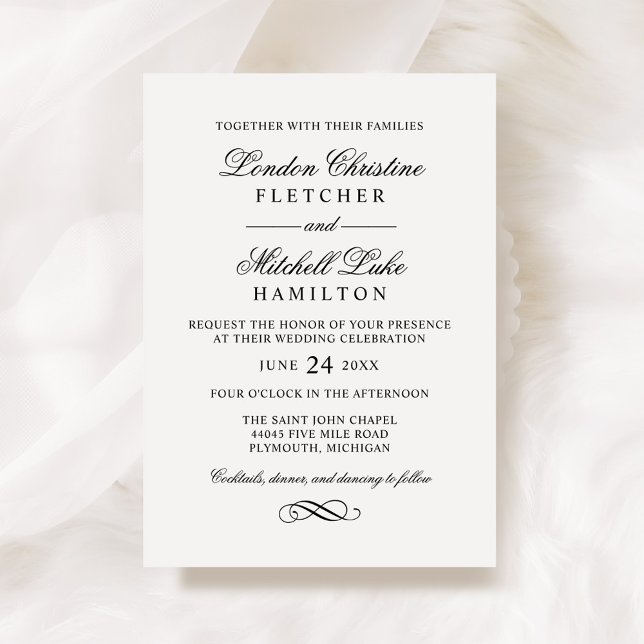 Classic Elegant Black and White Wedding Invitation (Creator Uploaded)