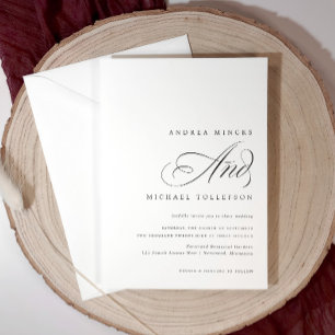 Classic Elegant Black and White Wedding Invitation