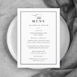 Classic Elegant Black and White Wedding Menu<br><div class="desc">This Classic Elegant Wedding Menu is simple and versatile. It features a chic black and white design with a monogram,  script details,  simple frame and formal editable text. Click the edit button to customise this design.</div>