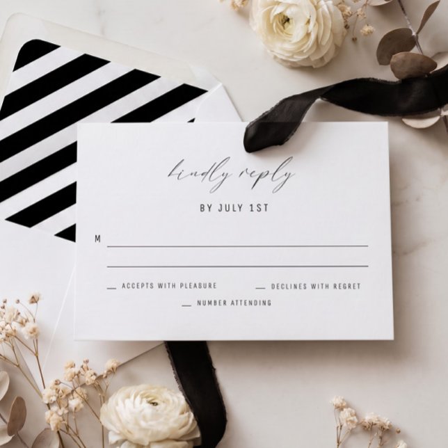 Classic Elegant Black and White Wedding Reply Card (Creator Uploaded)