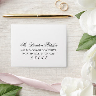 Classic Elegant Black and White Wedding Response Envelope
