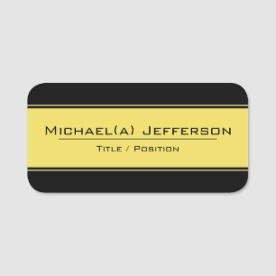 Classic Elegant Black And Yellow: Modern & Unique Name Tag