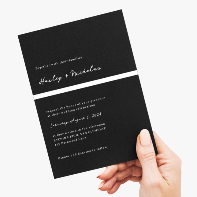 Classic Elegant Black Bold Heading Photo Wedding Invitation (Creator Uploaded)