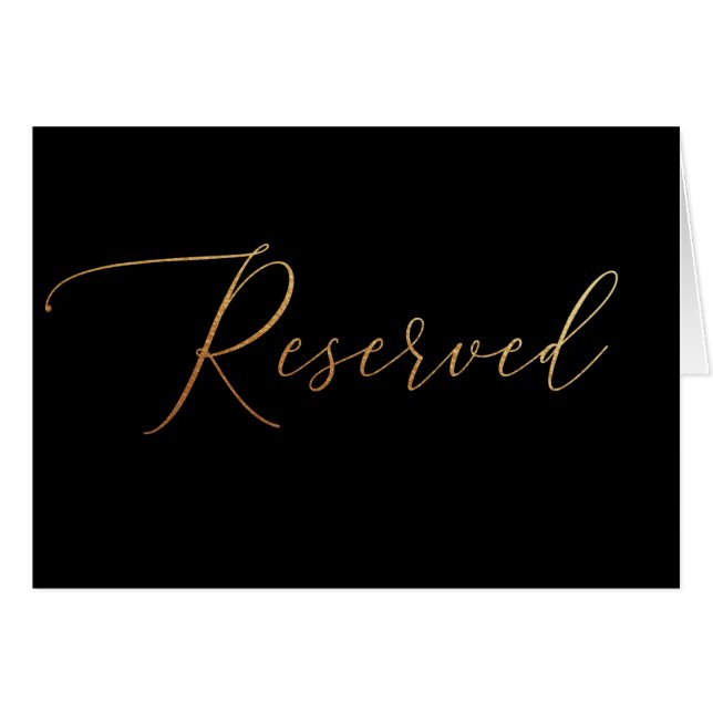Classic Elegant Black & Gold Wedding Reserved Sign (Front Horizontal)