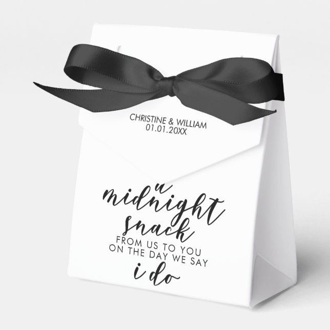Classic Elegant Black Midnight Snack Wedding Favour Box (Front Side)