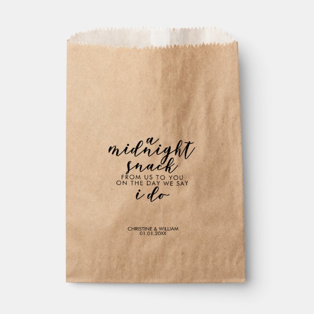 Classic Elegant Black Midnight Snack Wedding Treat Favour Bags (Front)