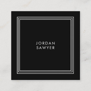 Classic Elegant Black Triple Frame Square Business Card