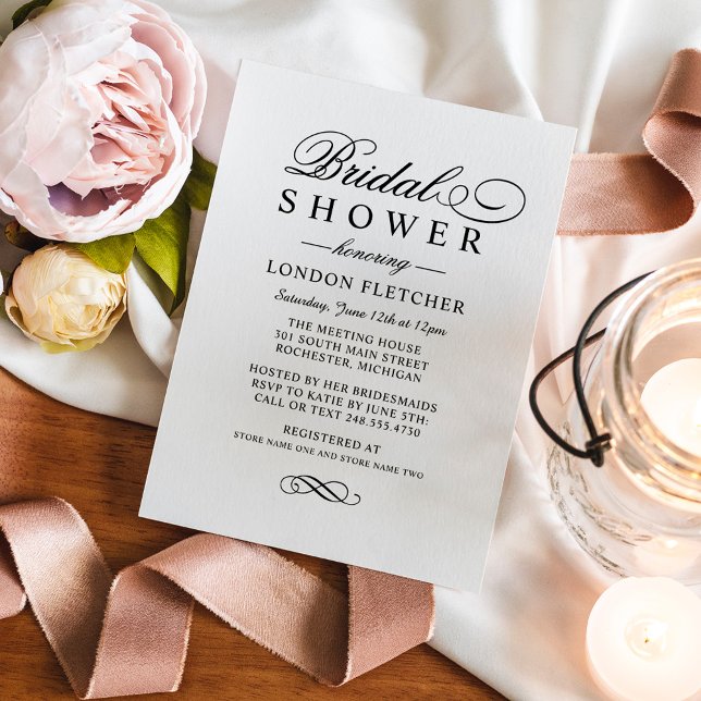 Classic Elegant Black Wedding Bridal Shower Invitation (Creator Uploaded)