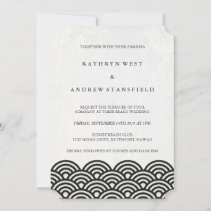 Classic Elegant Black+White Beach Wedding Invitation