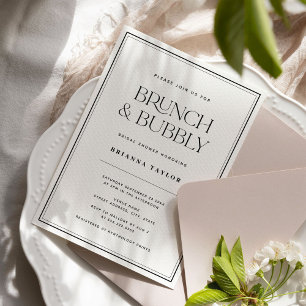 Classic Elegant Black & White Brunch & Bubbly Invitation