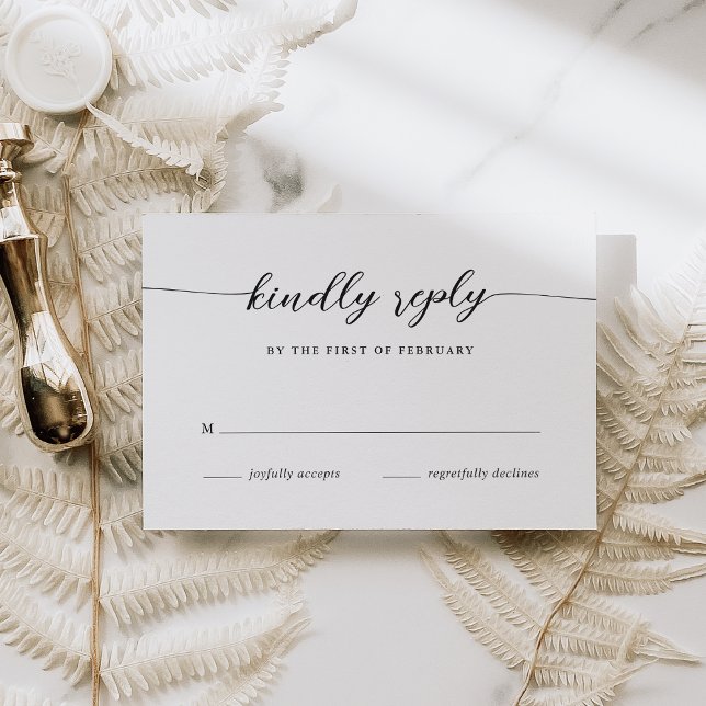 Classic Elegant Black & White Calligraphy Script RSVP Card (Creator Uploaded)