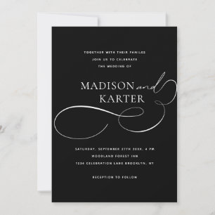 Classic Elegant Black White Infinity And Wedding Invitation