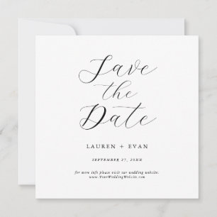 Classic Elegant Black & White Square Save the Date