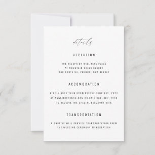 Classic Elegant Black White Wedding Enclosure Card