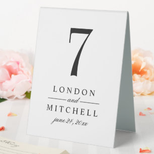 Classic Elegant Black White Wedding Table Number