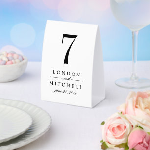 Classic Elegant Black White Wedding Table Number