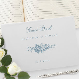Classic Elegant Blue and White Floral Guest Book