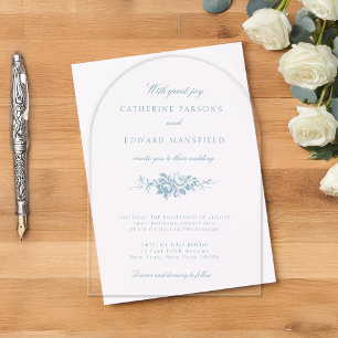 Classic Elegant Blue Floral Acrylic Invitations