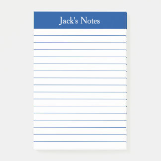 Classic Elegant Blue Lined Personalised Post-it Notes