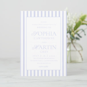 Classic Elegant Blue Striped Wedding Invitation