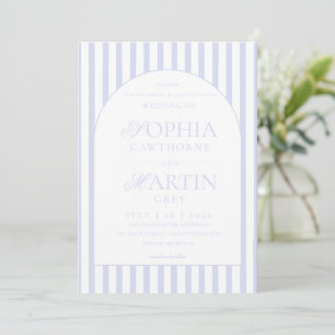 Classic Elegant Blue Striped Wedding  Invitation