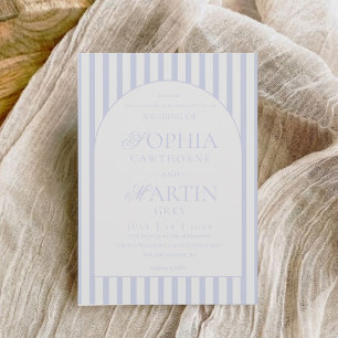 Classic Elegant Blue Striped Wedding  Invitation