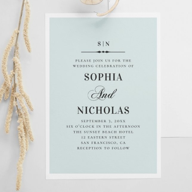 Classic elegant blue traditional nautical wedding invitation (Creator Uploaded)