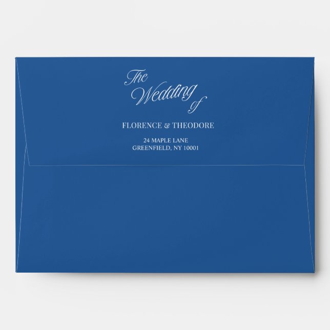 Classic Elegant Blue & White Wedding Envelope (Back (Top Flap))