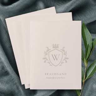 Classic Elegant Blush Pink Monogram Floral Crest Pocket Folder